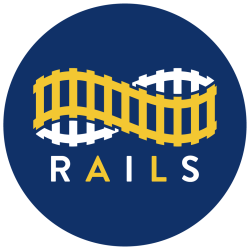 RAILS logo, including stylized infinity symbol resembling train tracks.